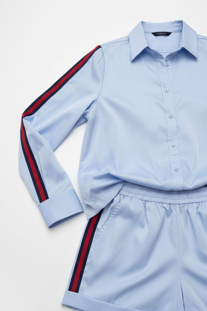 Sky Blue Ribbon Short Set