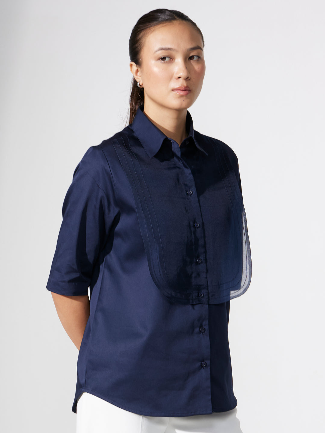 ORGANZA BIB NAVY SHIRT
