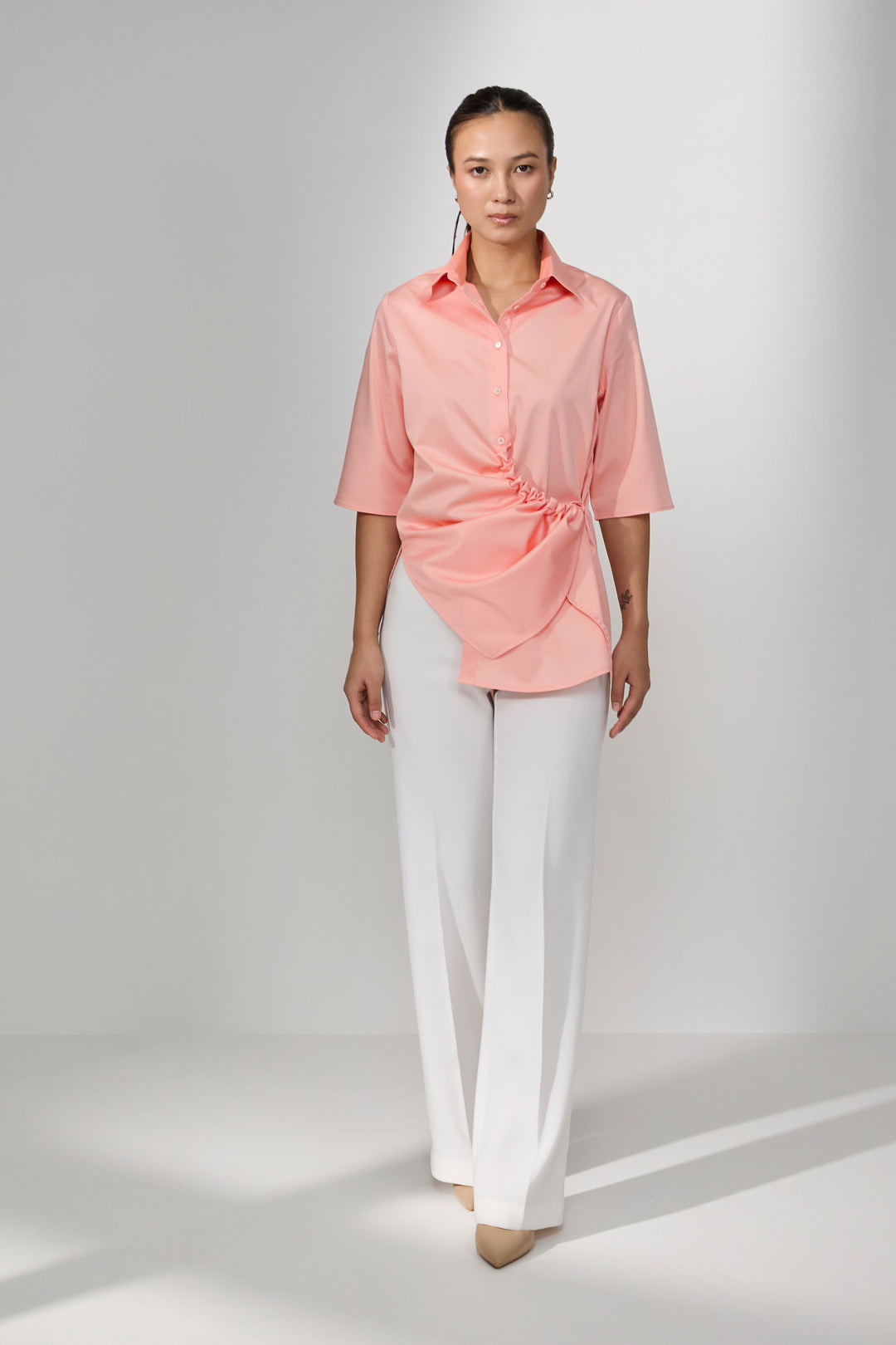 WRAP & TIE PEACH SHIRT