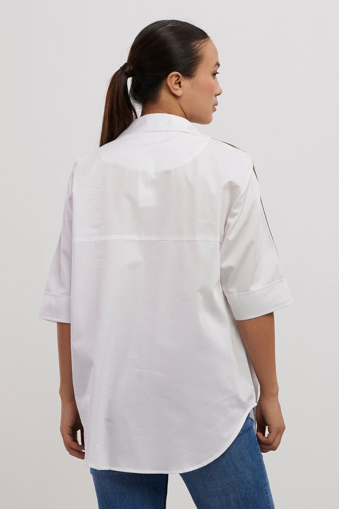 WHITE OLIVE RIBBON SHIRT - PALLAVI SWADI  