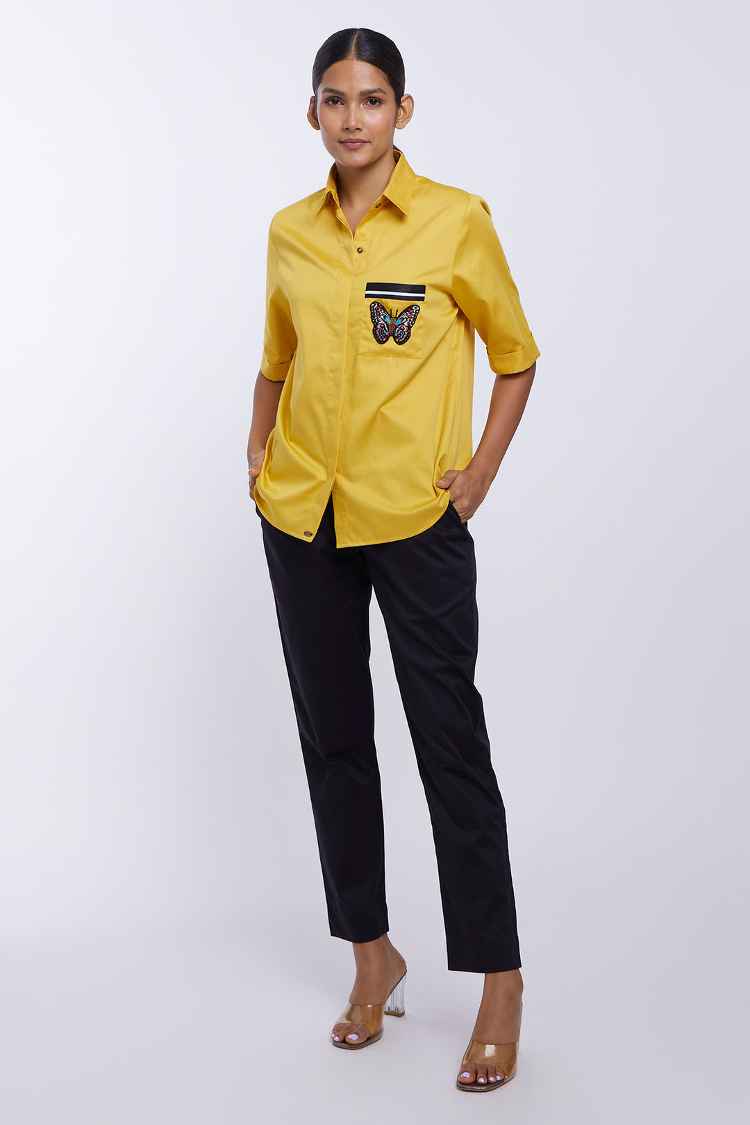 PLV Garden Canary Yellow Butterfly Shirt