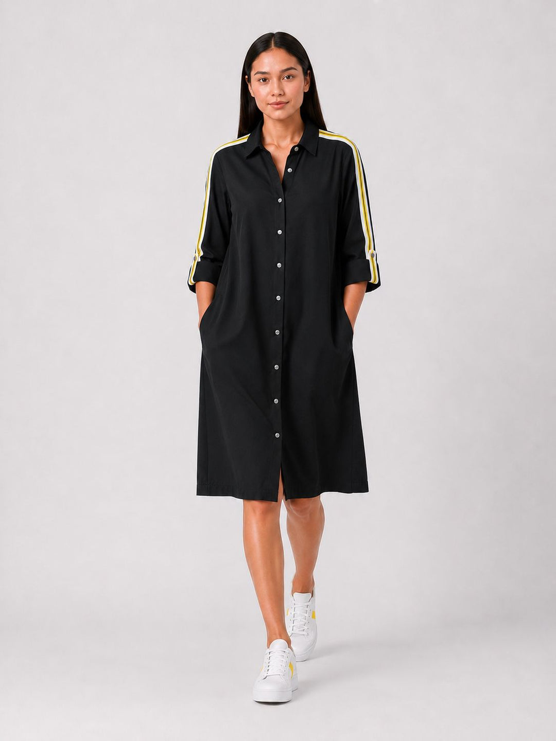 Black Ribbon Shirt Dress