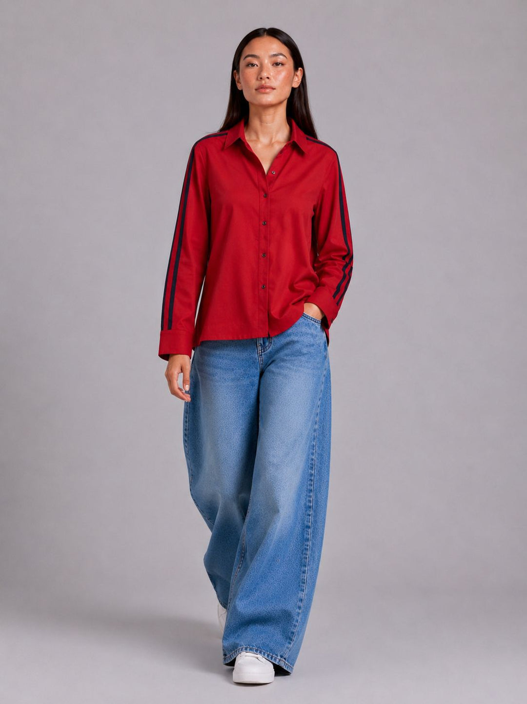 Red Ribbon Crop Shirt