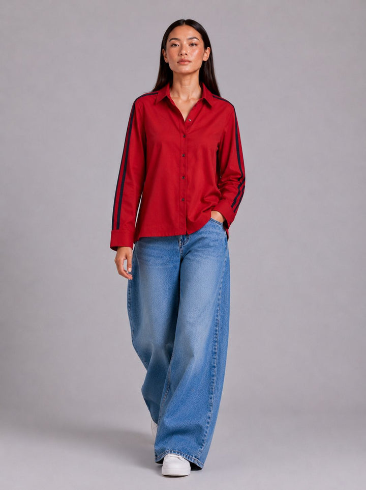 Red Ribbon Crop Shirt