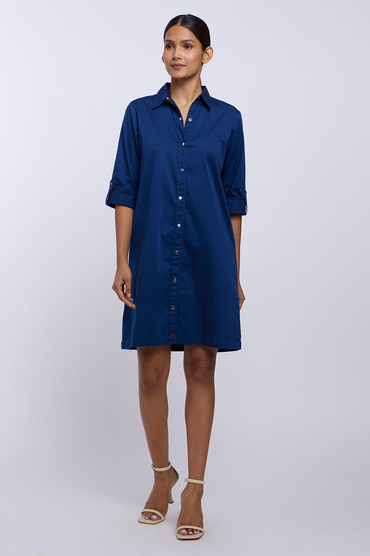 Mid Night Blue Shirt Dress