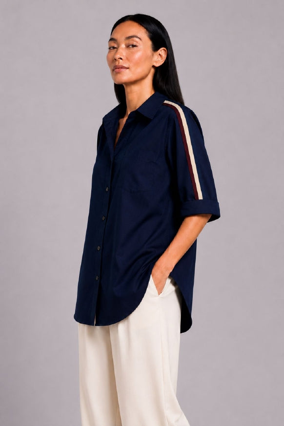 Navy Ribbon Shirt