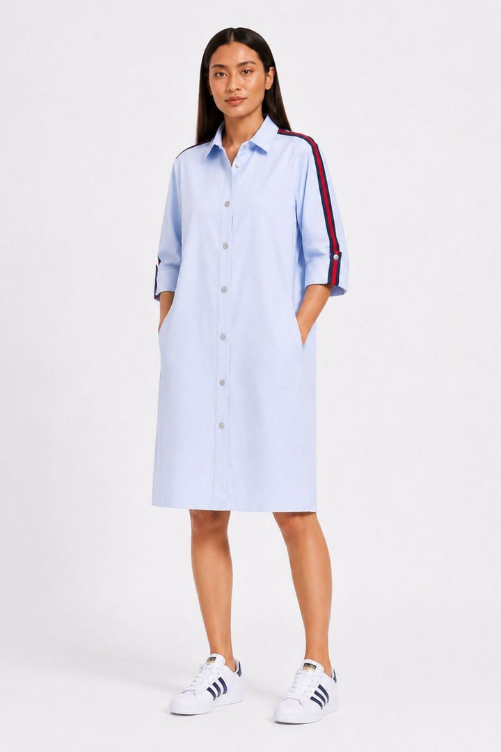 Sky Blue Ribbon Shirt Dress