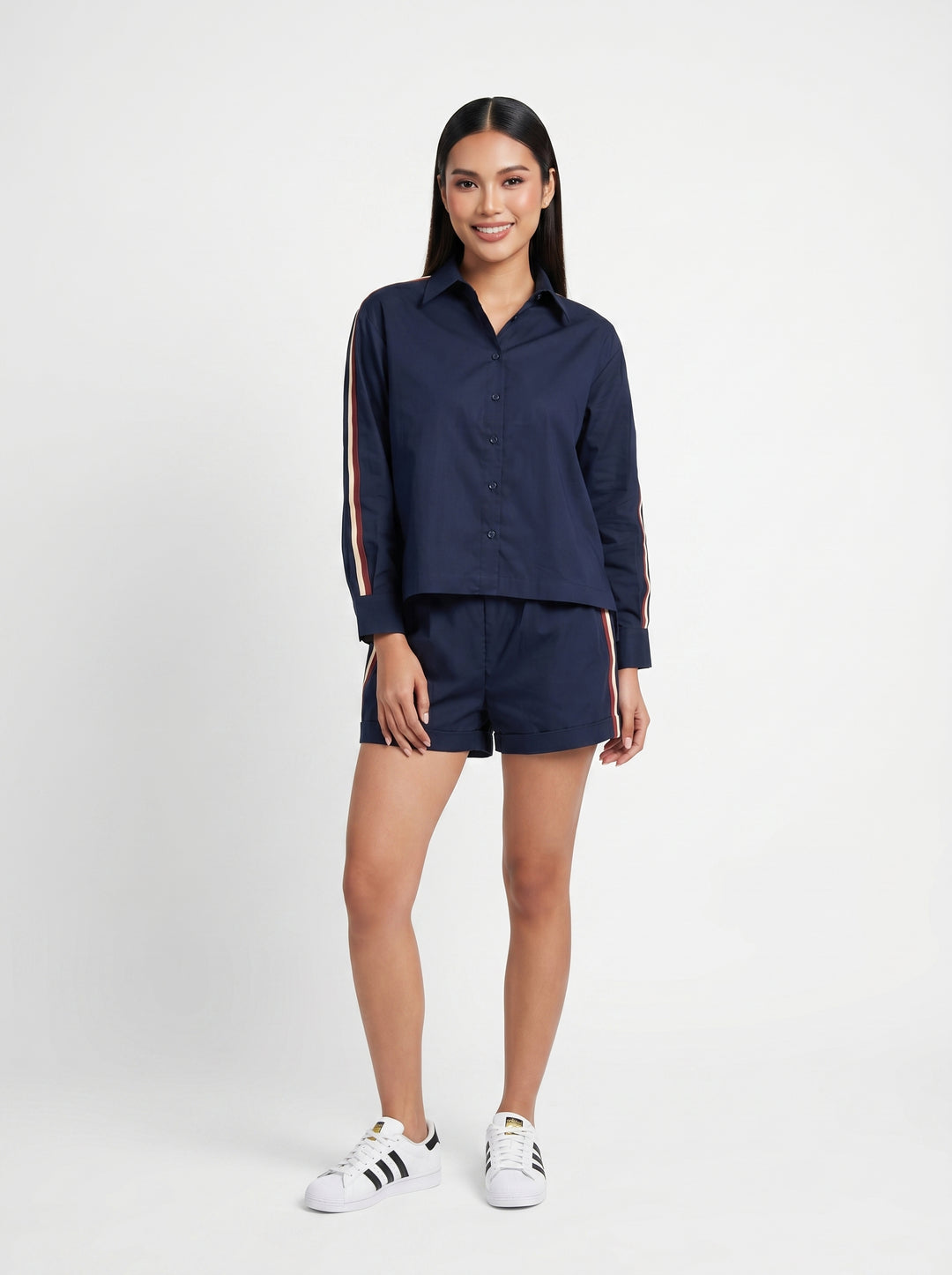 Nayy Blue Ribbon Short Set