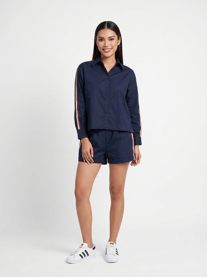 Nayy Blue Ribbon Short Set