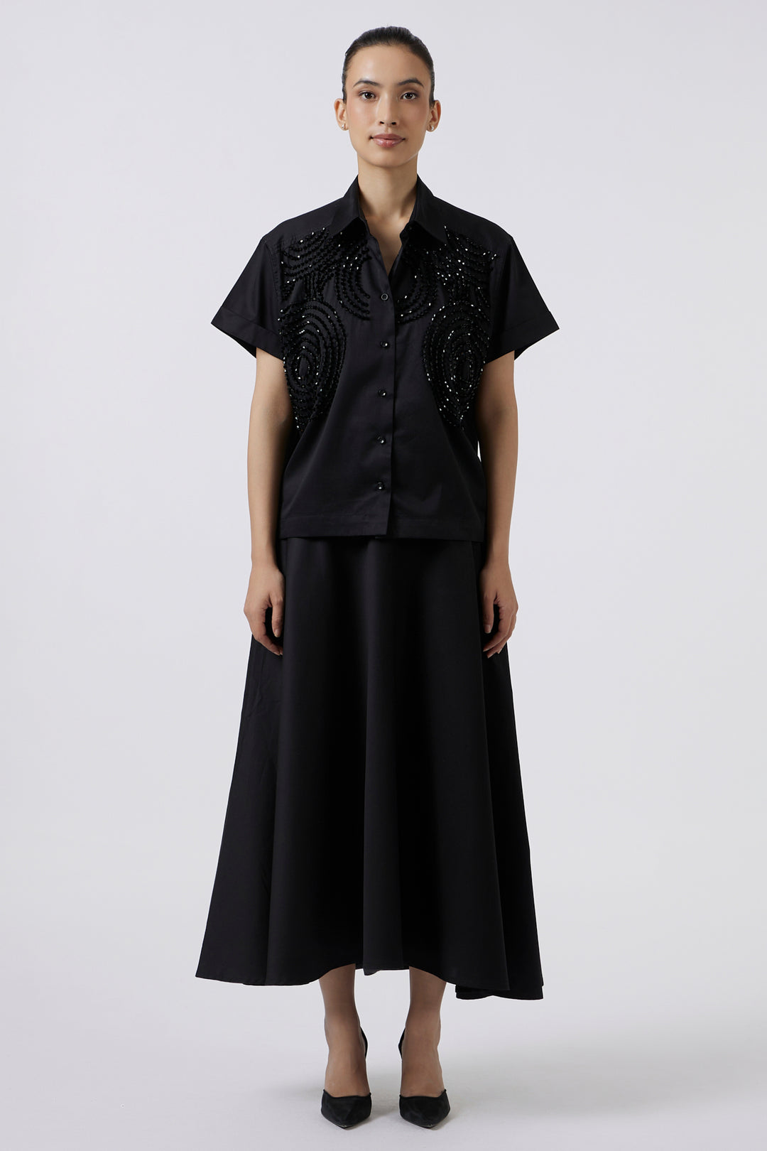 Celeste Black Crop Shirt