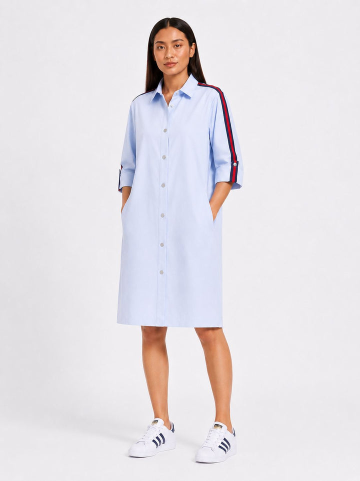 Sky Blue Ribbon Shirt Dress