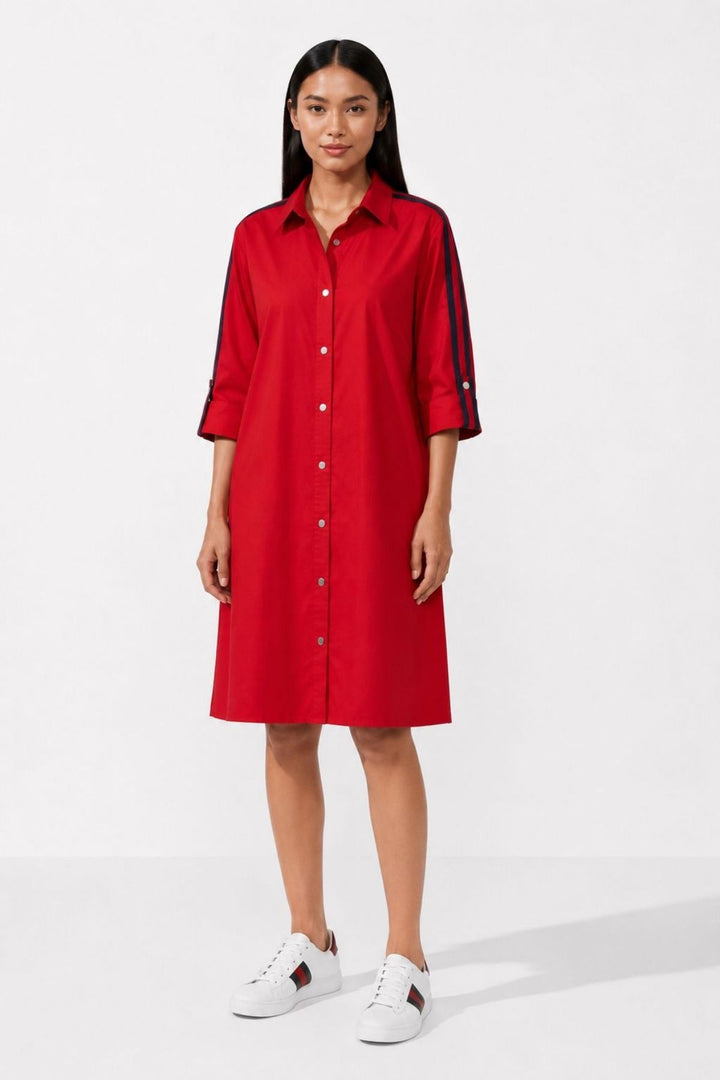 Red Ribbon Shirt Dress