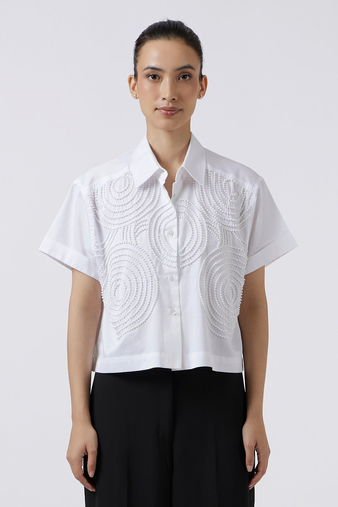 Celeste White Crop Shirt