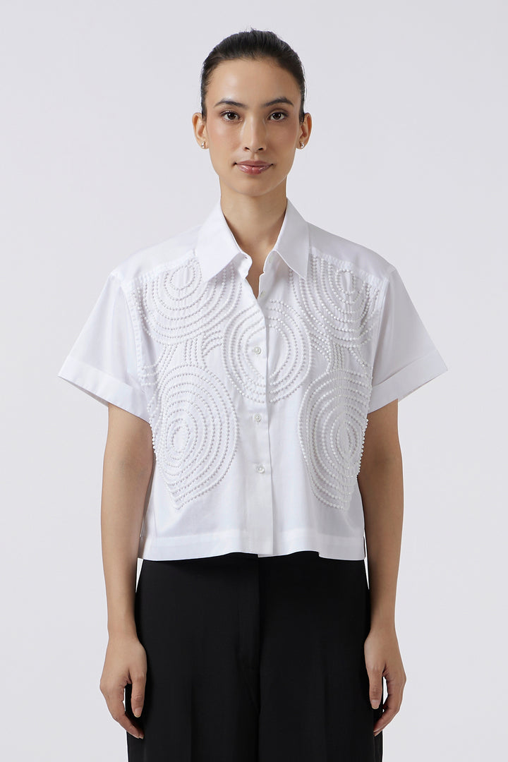 Celeste White Crop Shirt