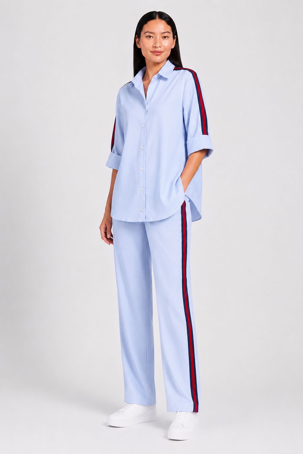 Sky-Blue Ribbon Pant Set