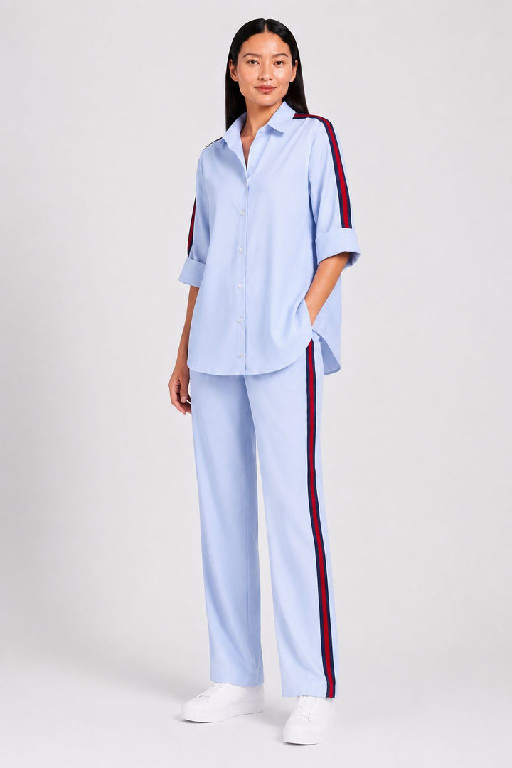 Sky-Blue Ribbon Pant Set
