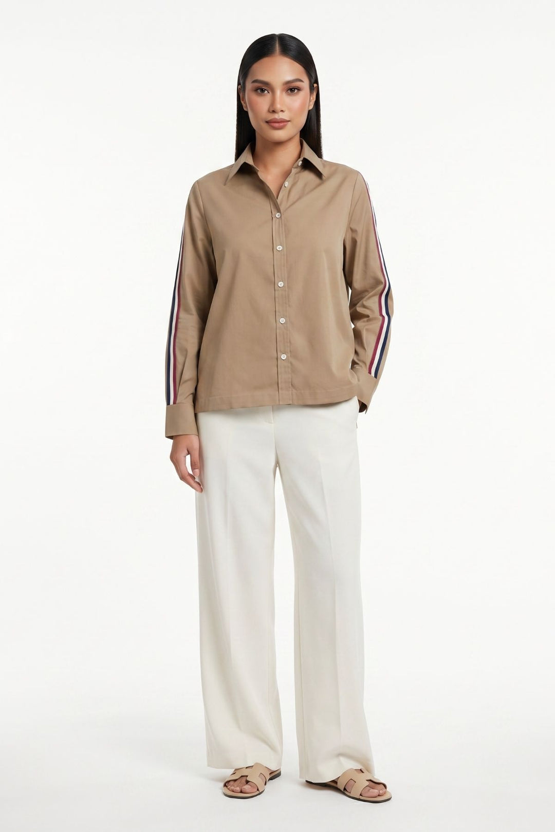 Sand Ribbon Crop Shirt
