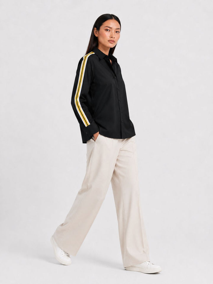 Black Ribbon Crop Shirt