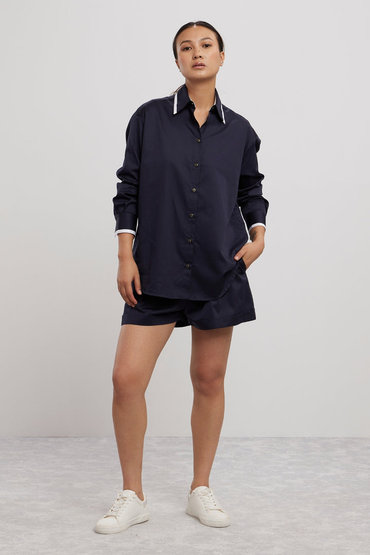 NAVY TUXEDO SHORTS SET - PALLAVI SWADI  