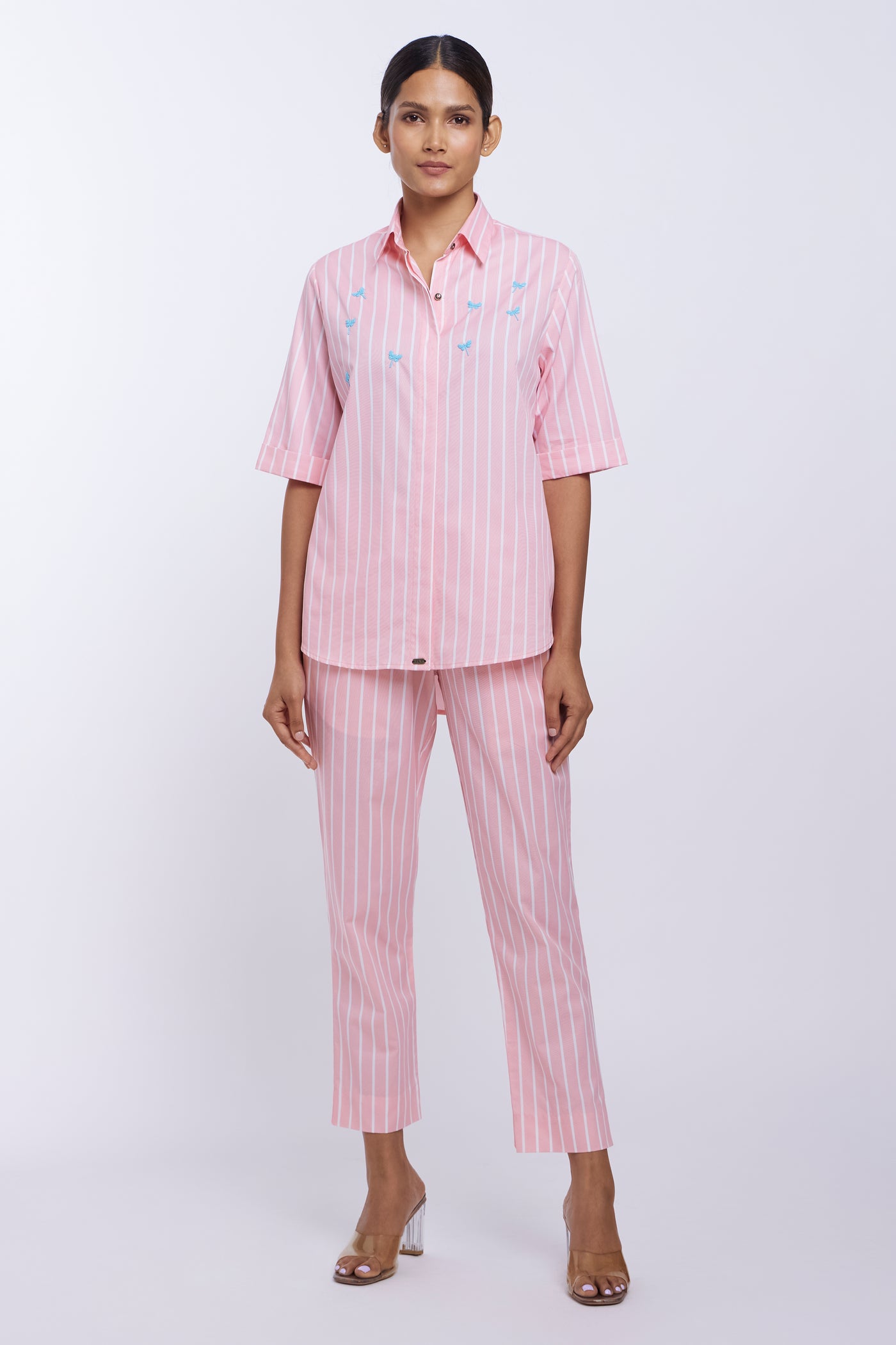 Peach Stripe Dragonfly Pants Co-ord Set