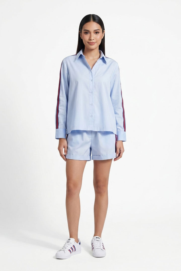 Sky Blue Ribbon Short Set