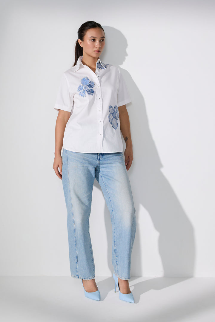 Azure Bloom White Shirt