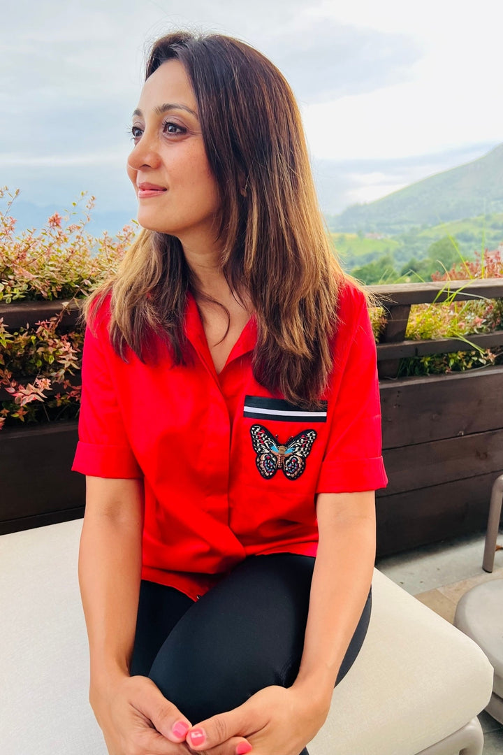 PLV Garden Red Butterfly Shirt