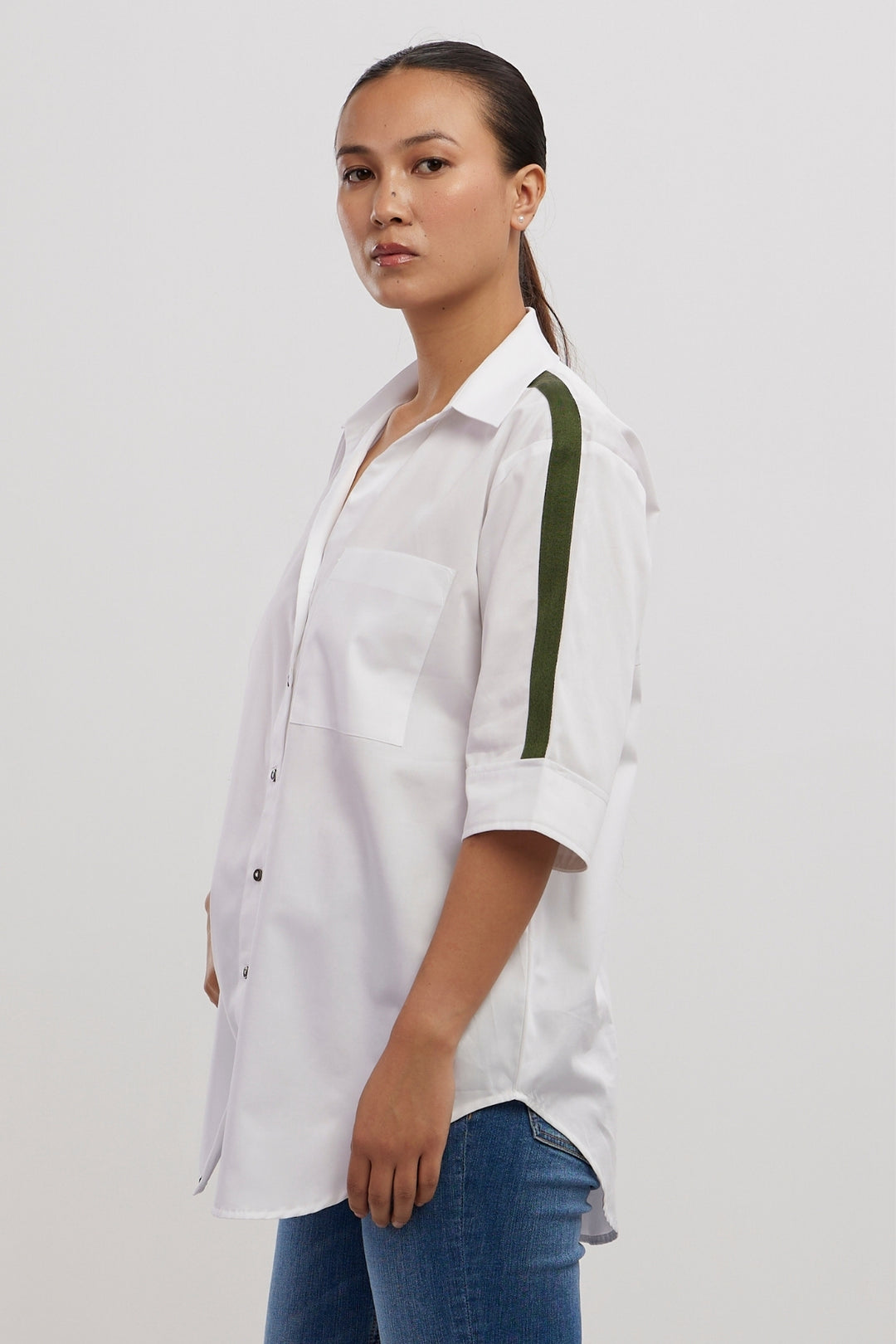 WHITE OLIVE RIBBON SHIRT - PALLAVI SWADI  