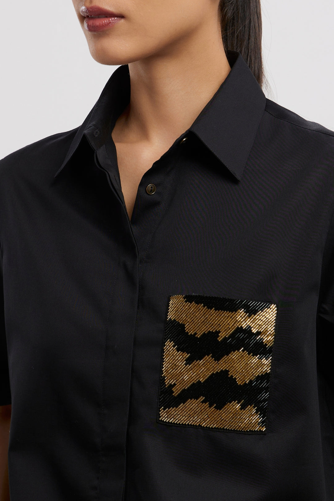 Black Metallic Gold Shirt - PALLAVI SWADI  