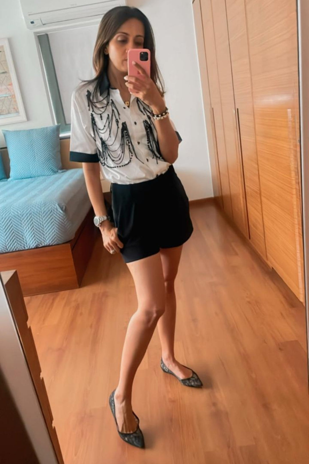 White Fringe Panel Shirt
