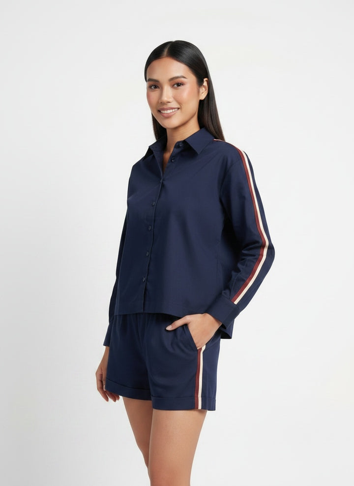 Nayy Blue Ribbon Short Set