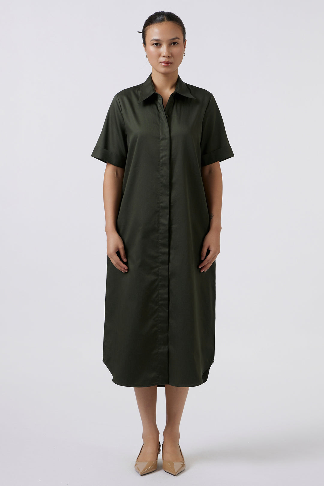 OLIVE LONG RELAXED DRESS