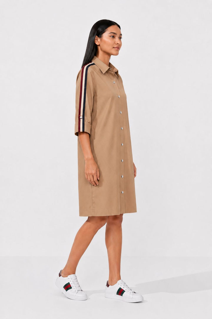 Sand Ribbon Shirt Dress