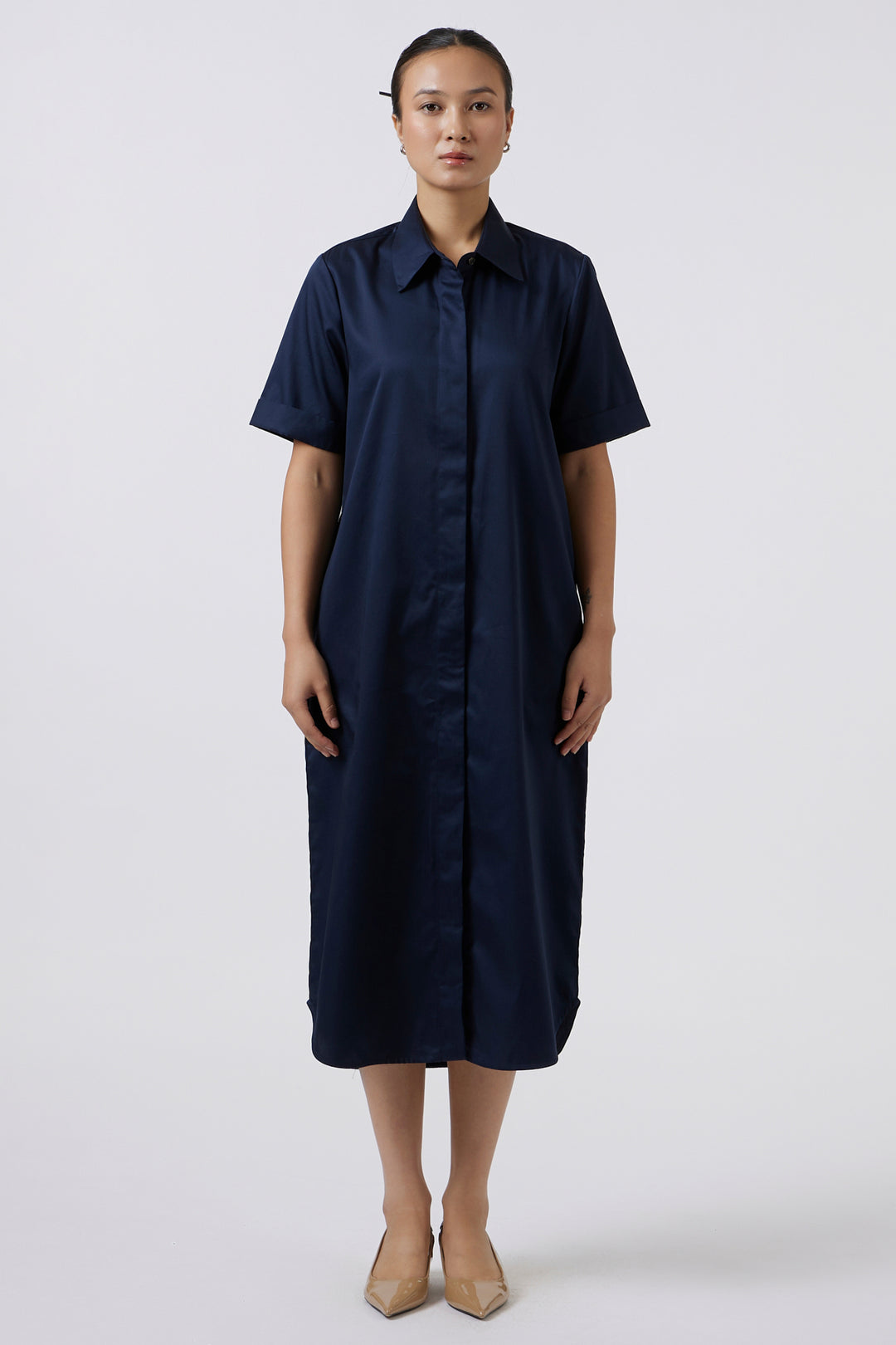 NAVY LONG RELAXED DRESS