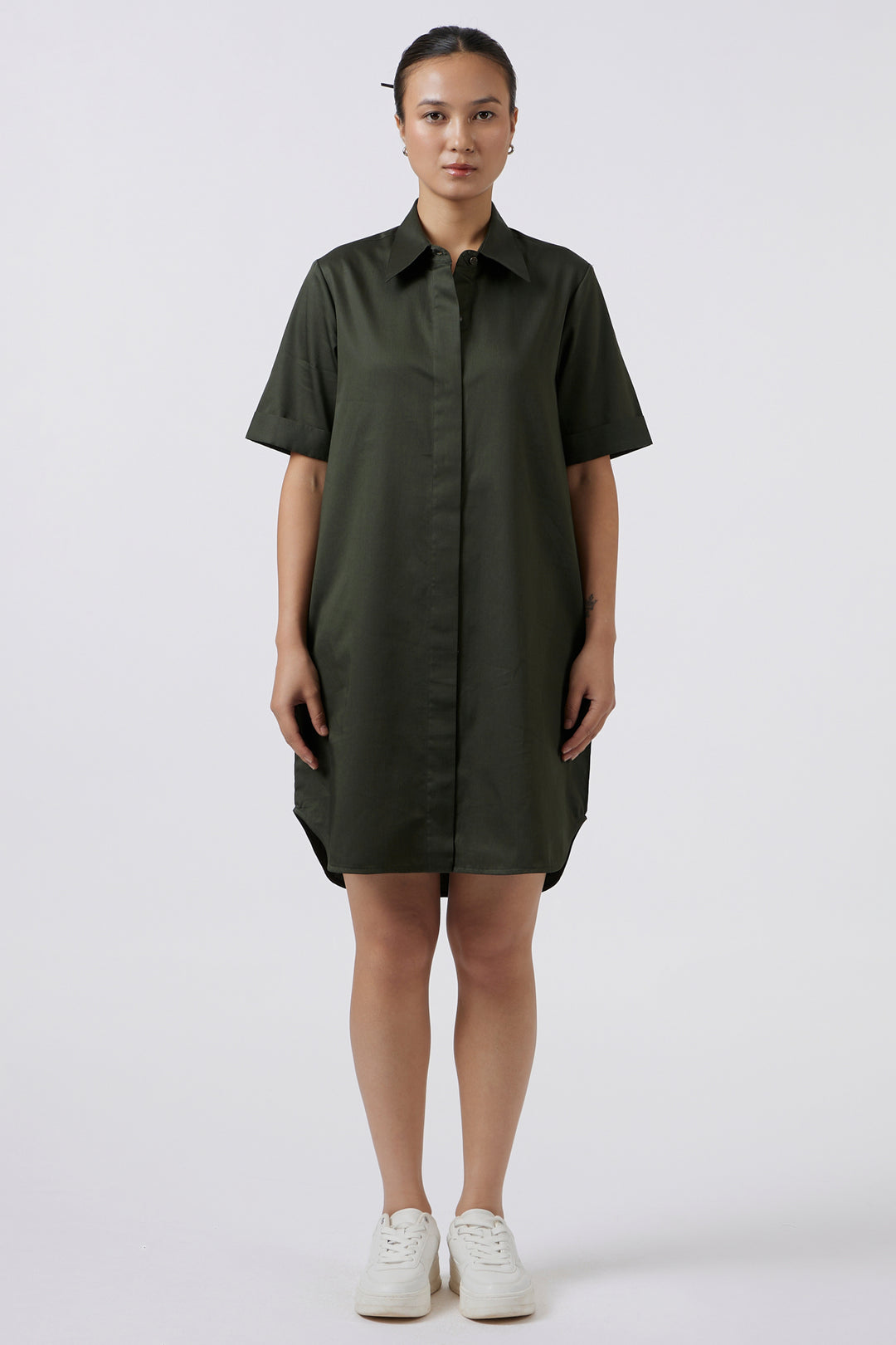 OLIVE SHORT RELAXED DRESS