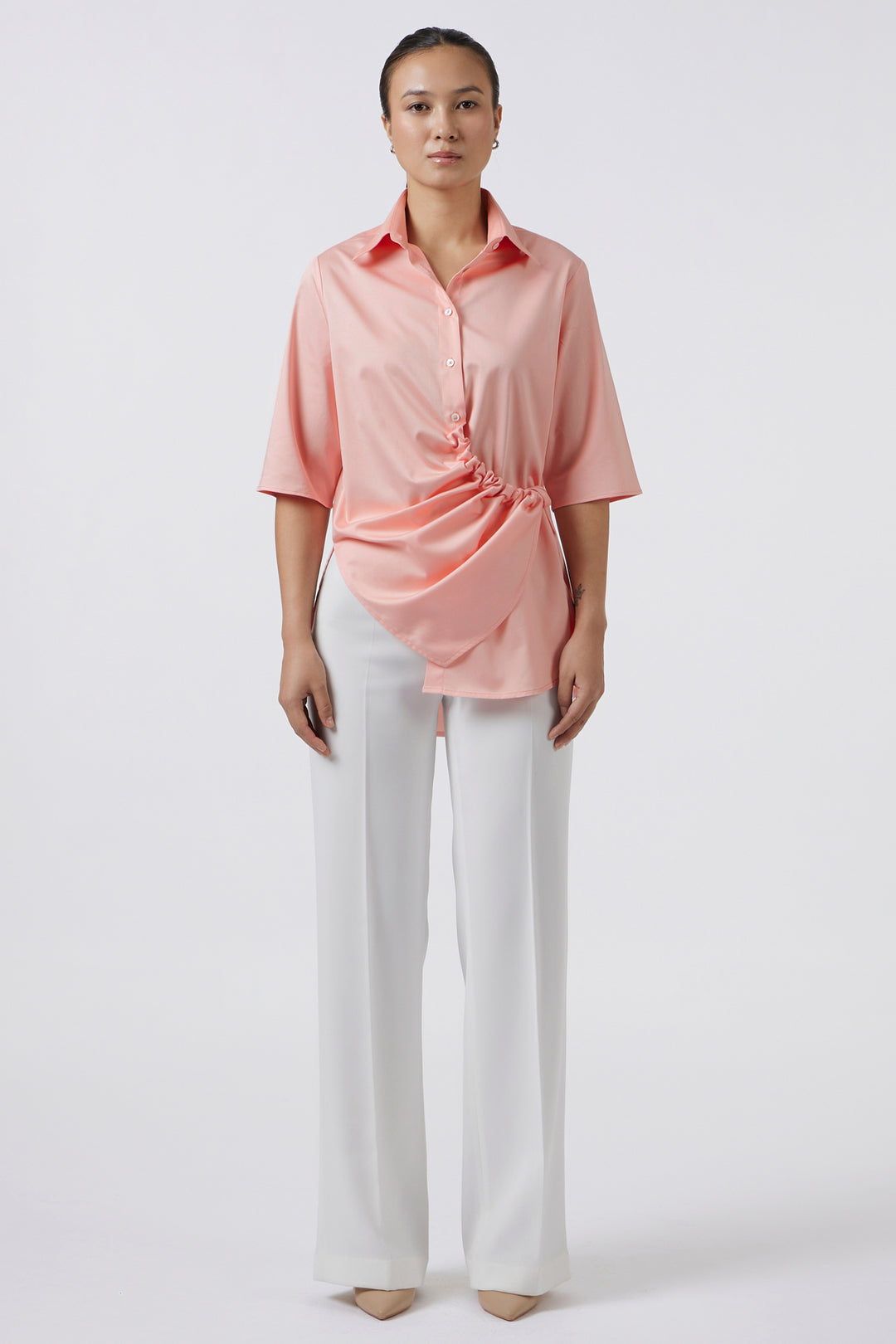WRAP & TIE PEACH SHIRT
