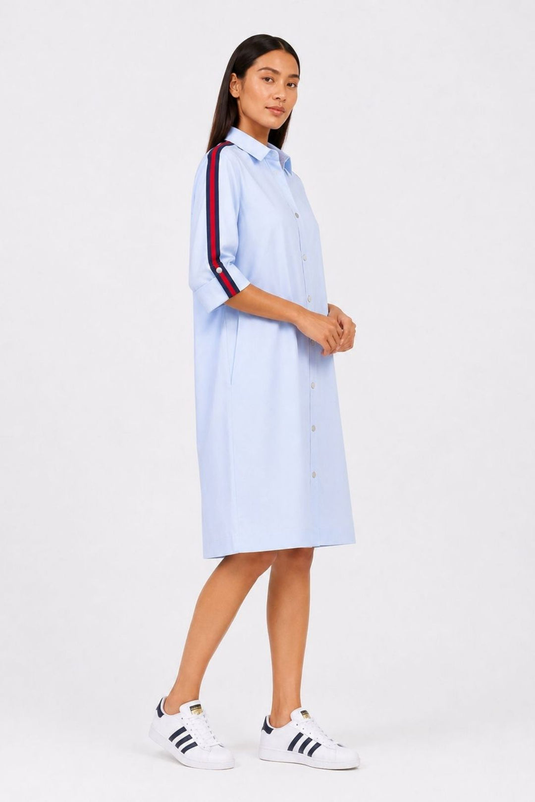 Sky Blue Ribbon Shirt Dress