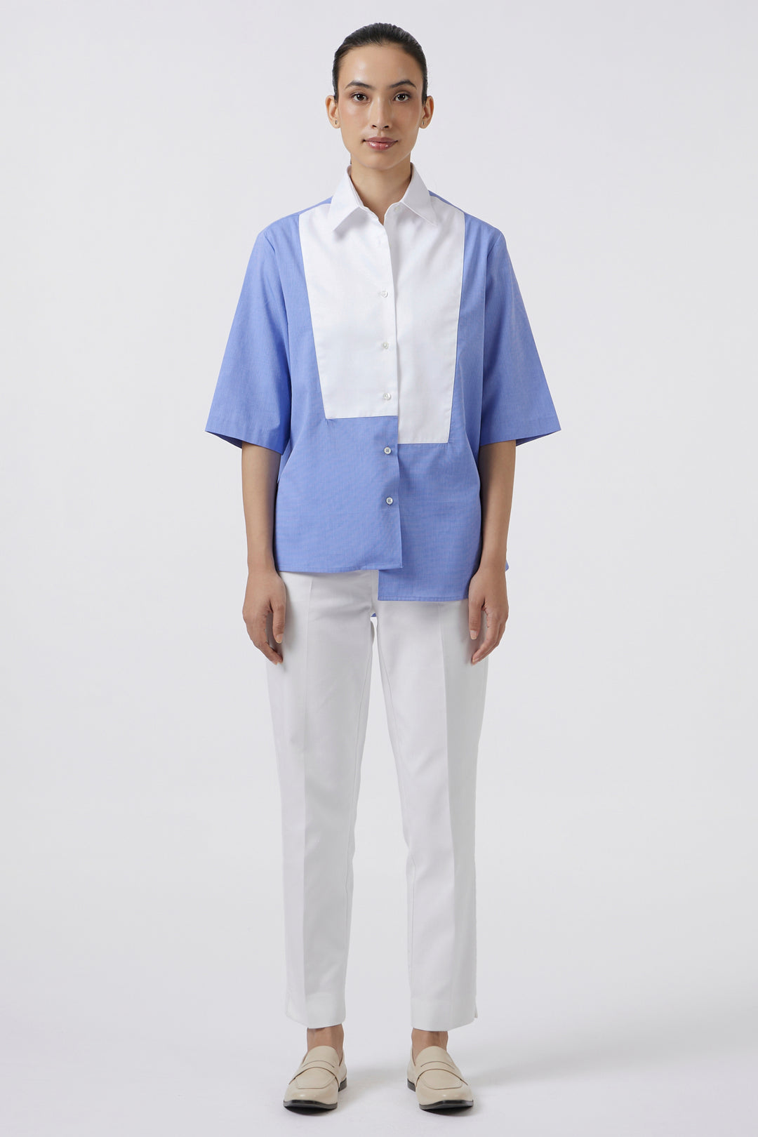 GEOMETRIC BIB BLUE SHIRT