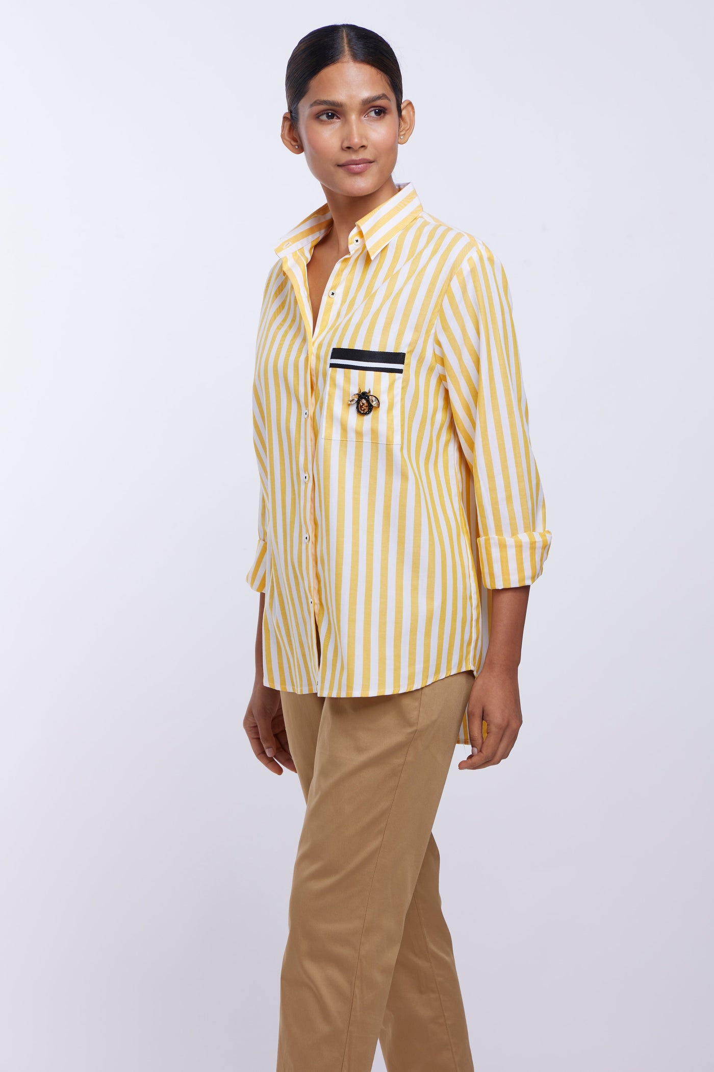 Yellow Stripe Swarovski Beetle Shirt