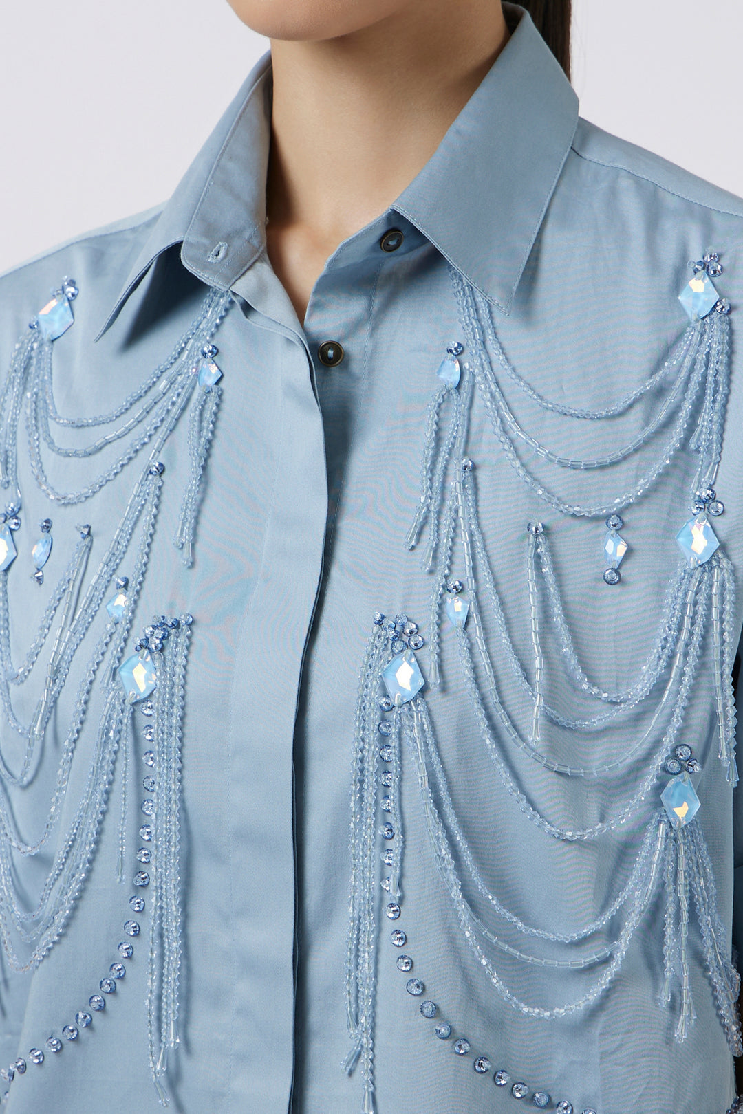 METALLIC BLUE FRINGE PANEL SET