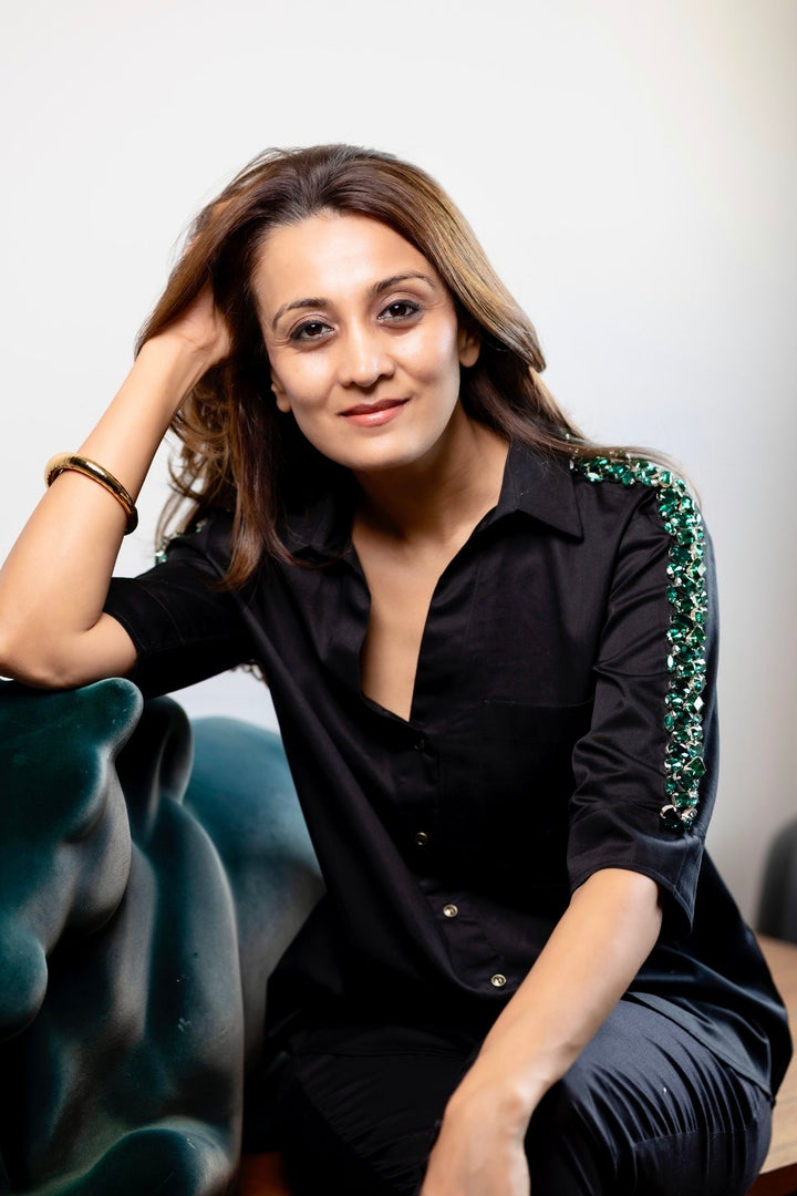 Black Emerald Swarovski Ribbon Shirt