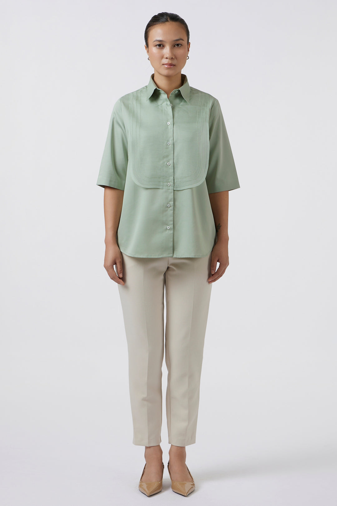 ORGANZA BIB PISTACHIO SHIRT