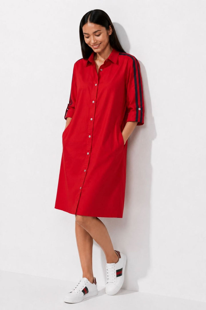 Red Ribbon Shirt Dress