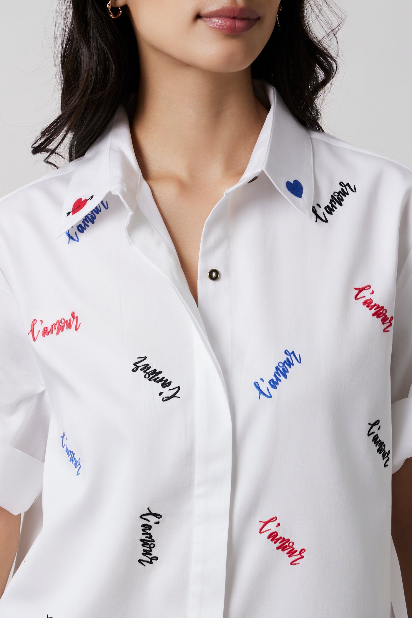 White L'amour Embroidered Shirt