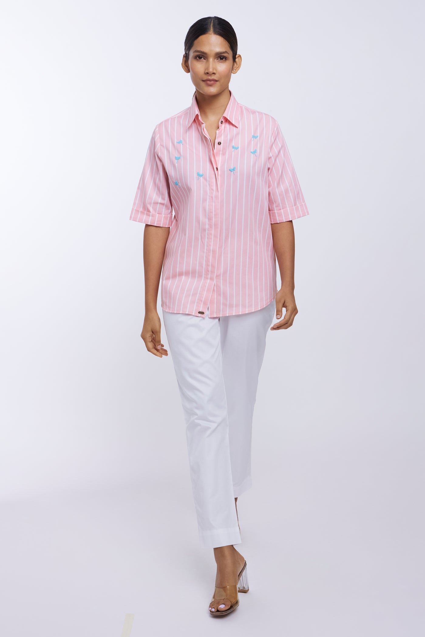 Peach Stripe Dragonfly Shirt