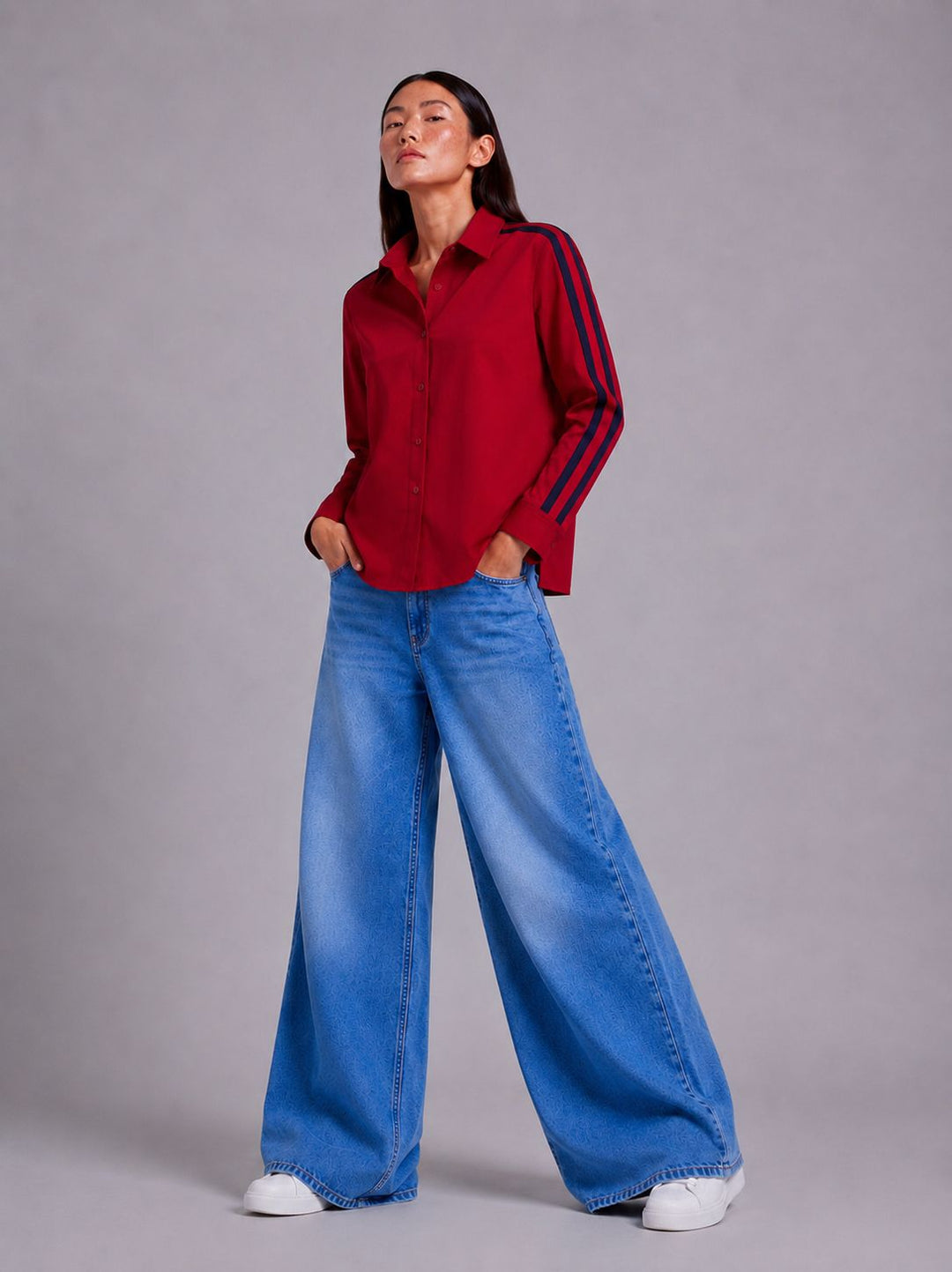 Red Ribbon Crop Shirt