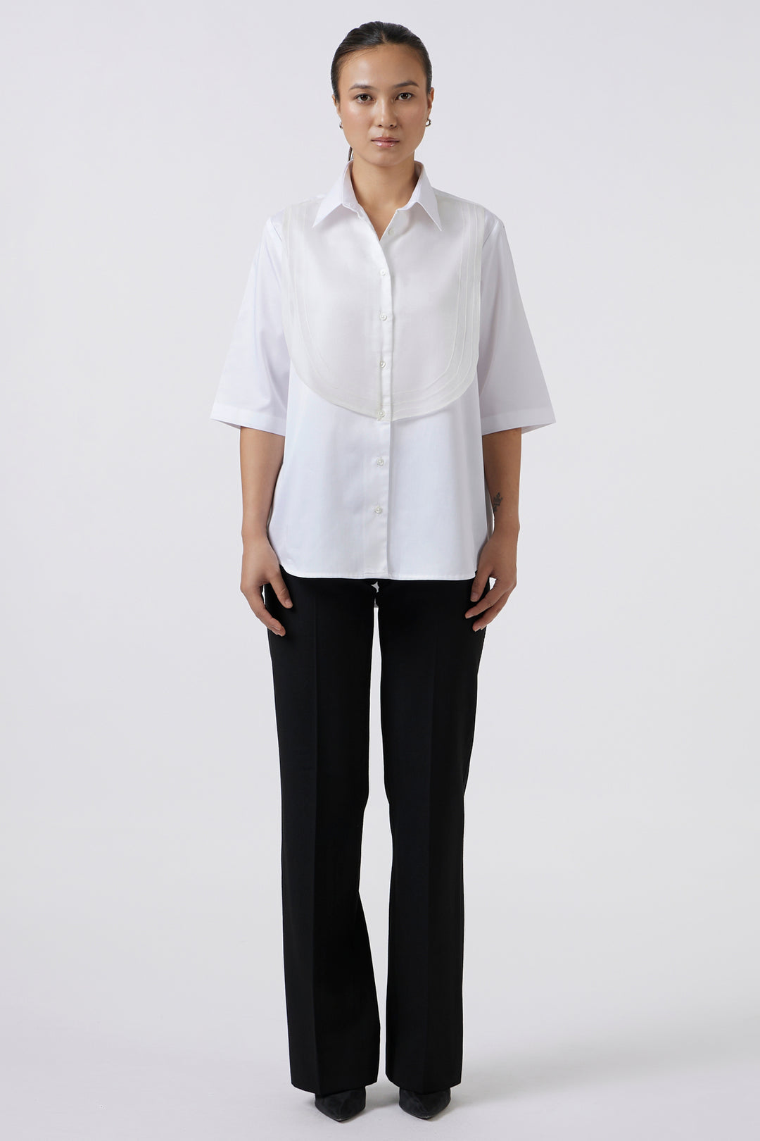 ORGANZA BIB WHITE SHIRT