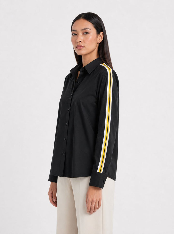 Black Ribbon Crop Shirt