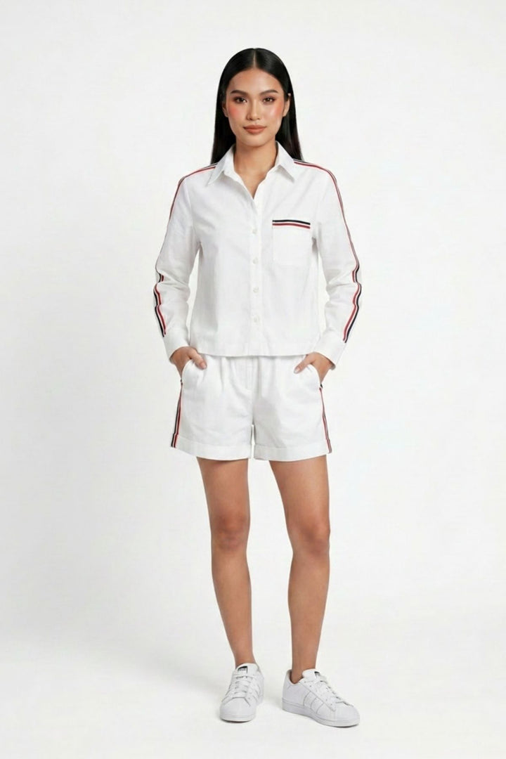 White Ribbon Short Set