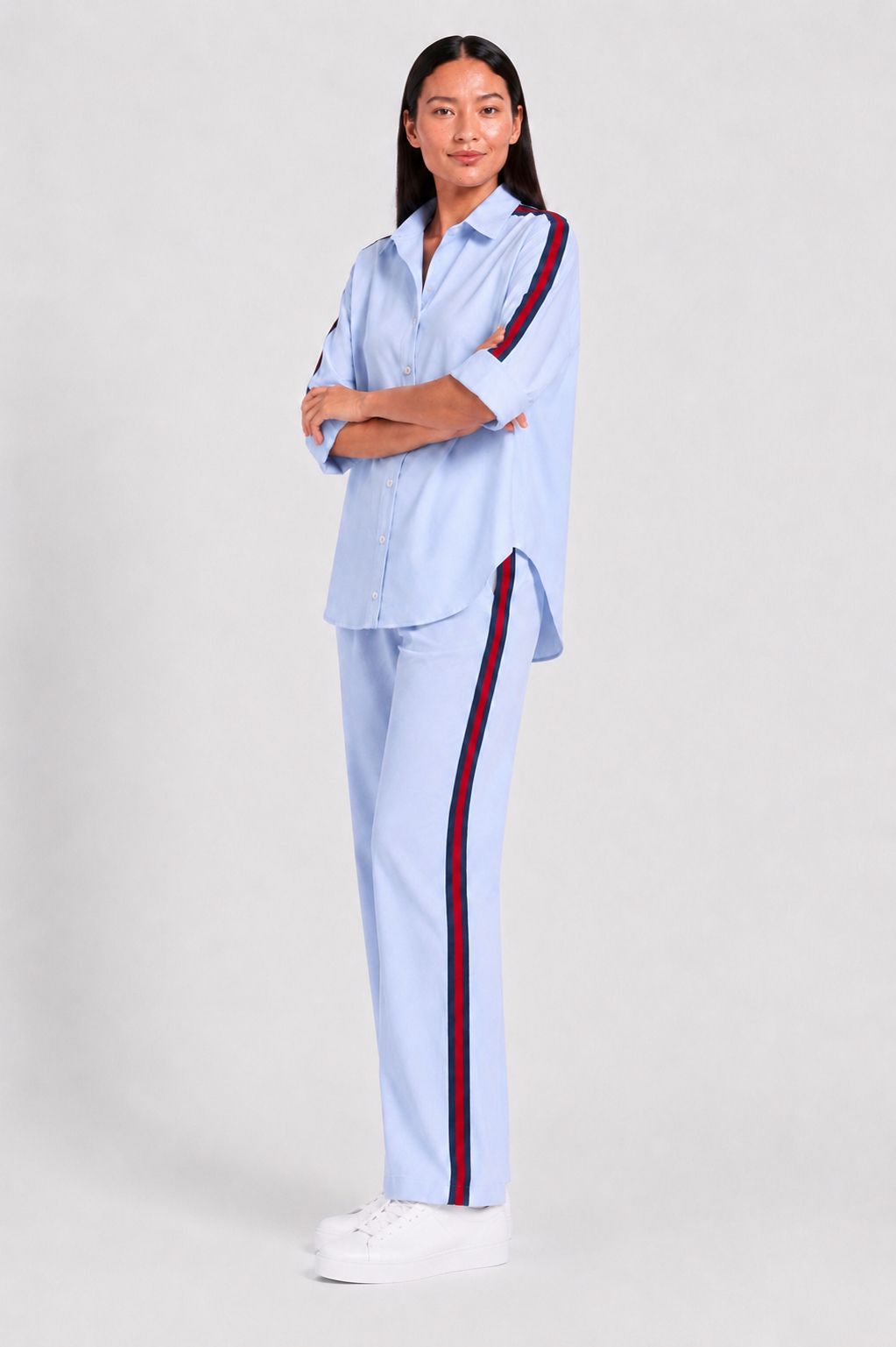 Sky-Blue Ribbon Pant Set